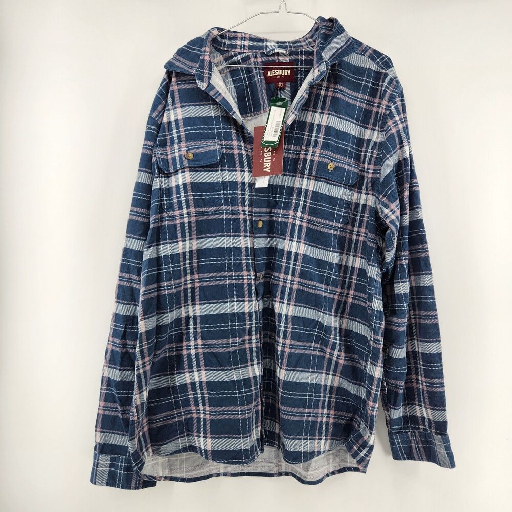 Alesbury Men's Blue XL‎ Tall Corduroy Printed Cotton Shirt NWT